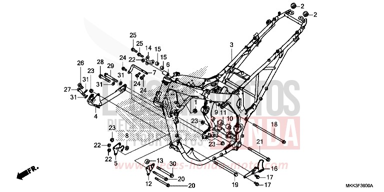 CARROSSERIE DE CHASSIS de Africa Twin PEARL GLARE WHITE (NHB53HA) 2018